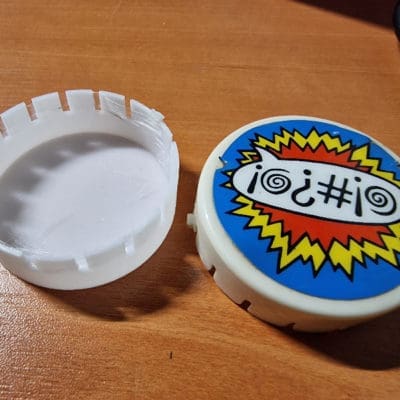 Q*bert Gottlieb Pinball Bumper caps - White - 3d printed wit sticker
